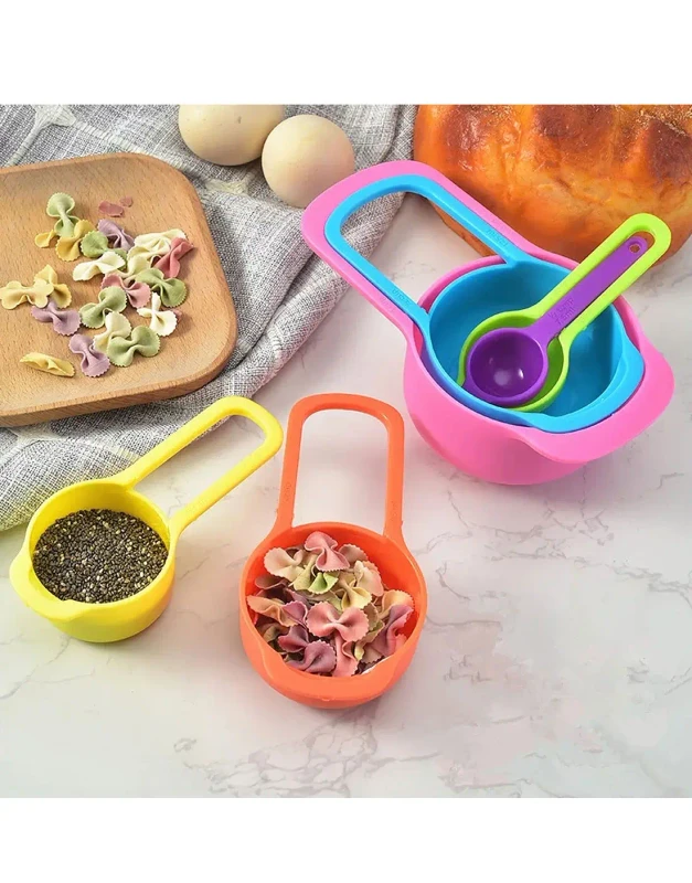 6-piece kitchen measuring spoons set random color - food-grade plastic nest-able cooking baking tools Pakistan