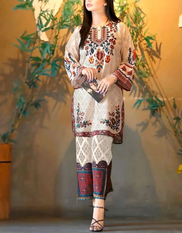 All-Over Digital Print 2-Piece Karandi Suit for girls with vibrant colors and matching trouser