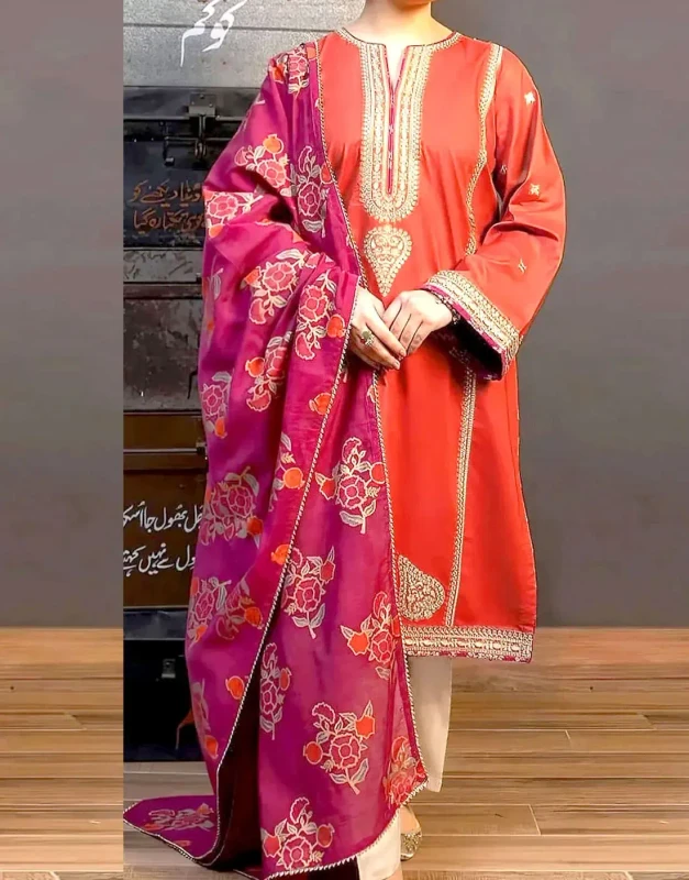 Elegant Dhanak Winter Dress with Digital Print Kotrai Shawl