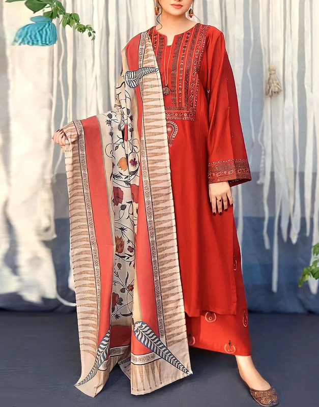 Elegant Sequins Embroidered Lawn Suit 3-Pc with Diamond Organza Dupatta (2025).