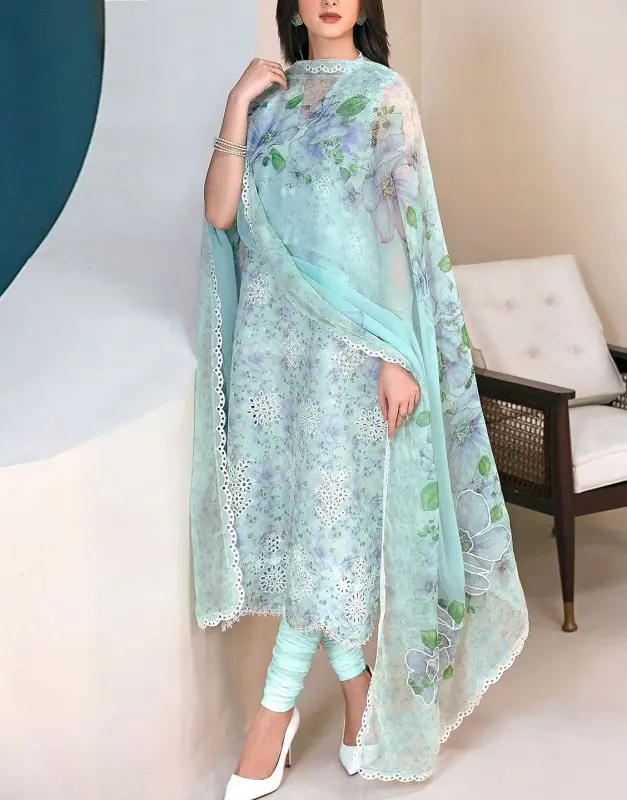 Chiffon Suit — Embroidered Detail, Made for Eid