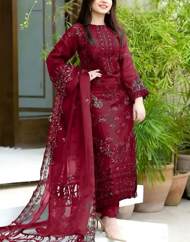 Embroidered Chiffon Suit — Relaxed Easy Wear (Statement Piece)
