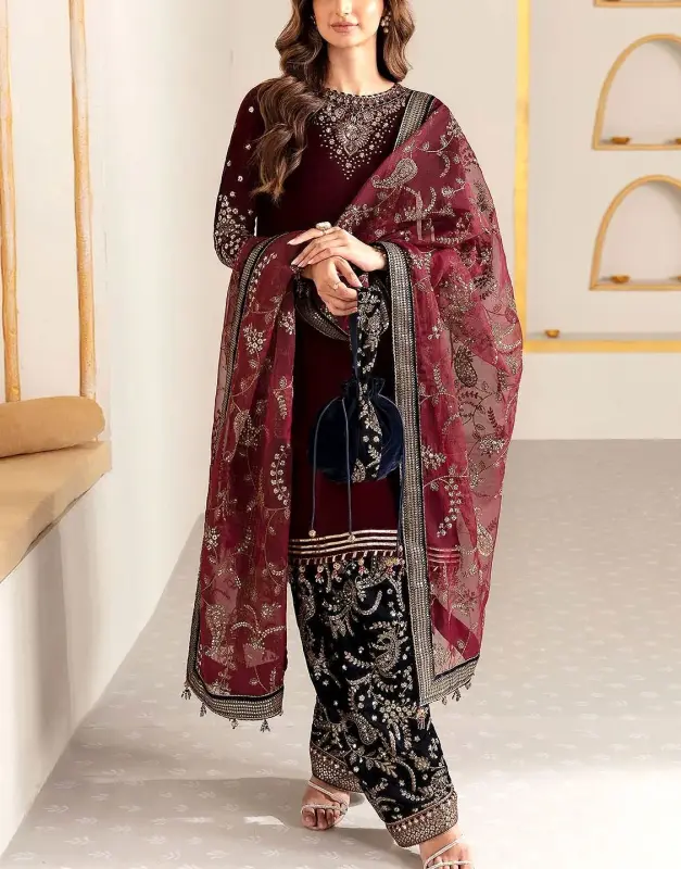 Embroidered Organza Suit — Elegant Easy Wear