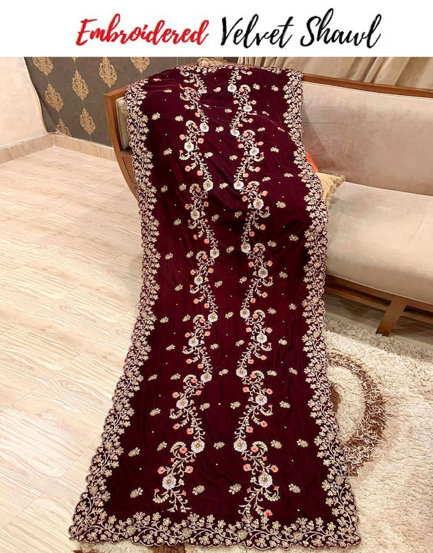 Velvet Heavy for Bridal — Embroidered Touch, Maroon Finish