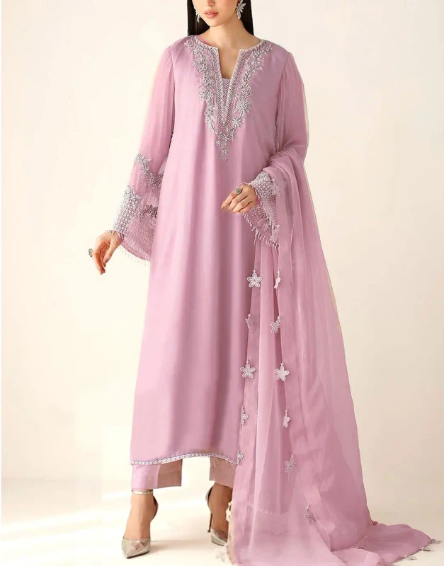 Pink Chiffon Dress — Embellished Detail, Made for Formal