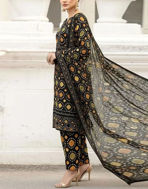 Embroidered Chiffon 3-piece Suit — Elegant Quiet Choice (Statement Piece)