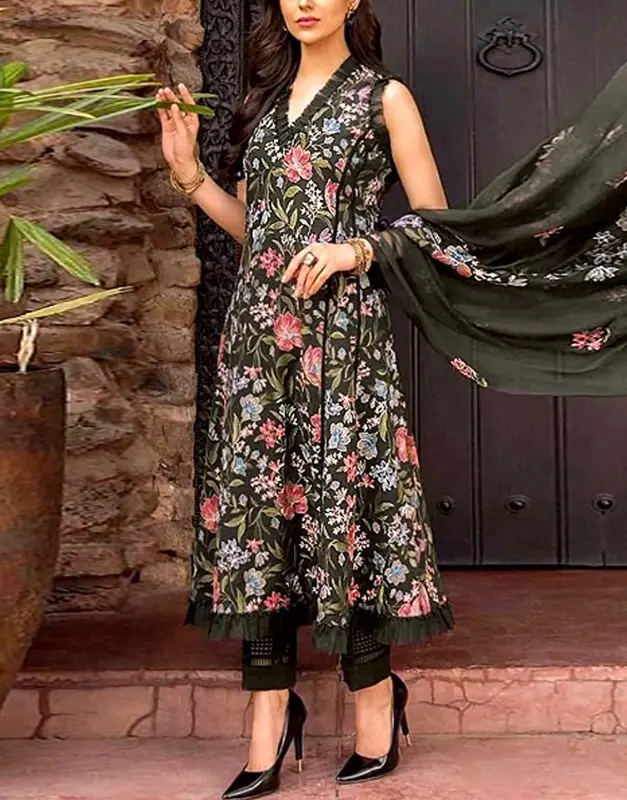 Embroidered Chiffon Suit — Relaxed Easy Wear