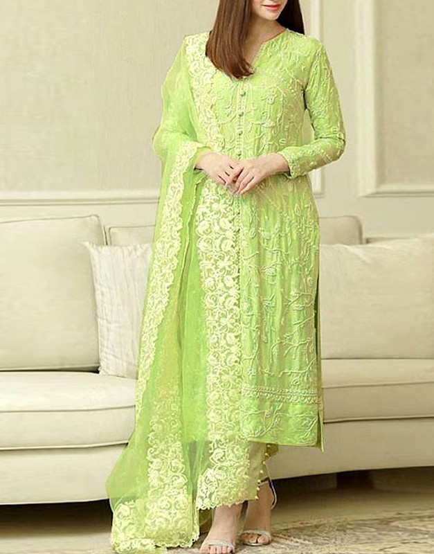 Embroidered Chiffon Suit — Relaxed Quiet Choice