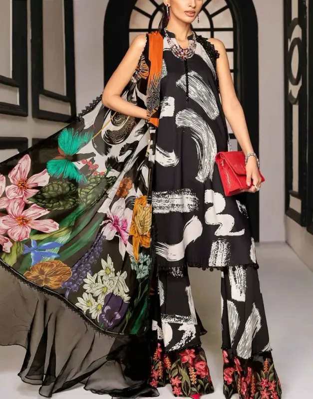 Embroidered Chiffon Suit — Graceful Quiet Choice