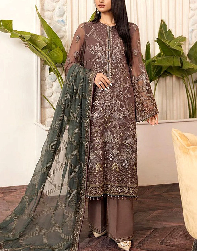 Luxury Handwork Embroidered Organza Party Wear Suit 2025.